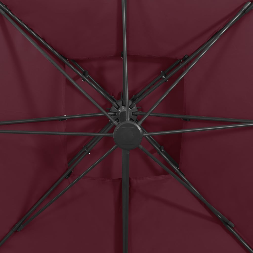 vidaXL Parasol wiszący z podwójną czaszą, 300x300 cm, bordowy