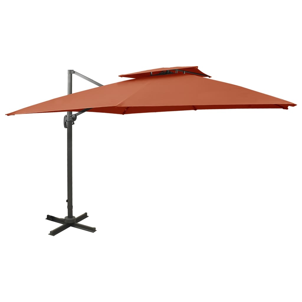 vidaXL Parasol wiszący z podwójną czaszą, 300x300 cm, terakota
