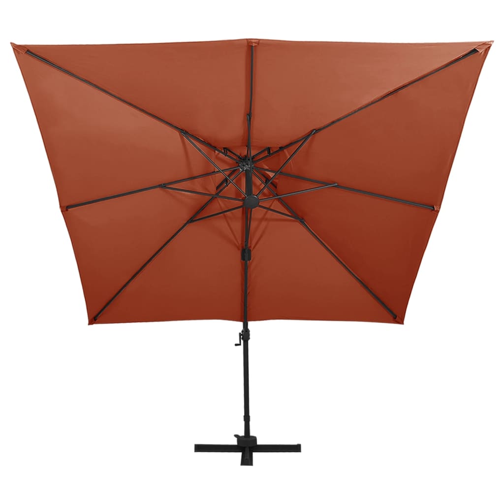 vidaXL Parasol wiszący z podwójną czaszą, 300x300 cm, terakota