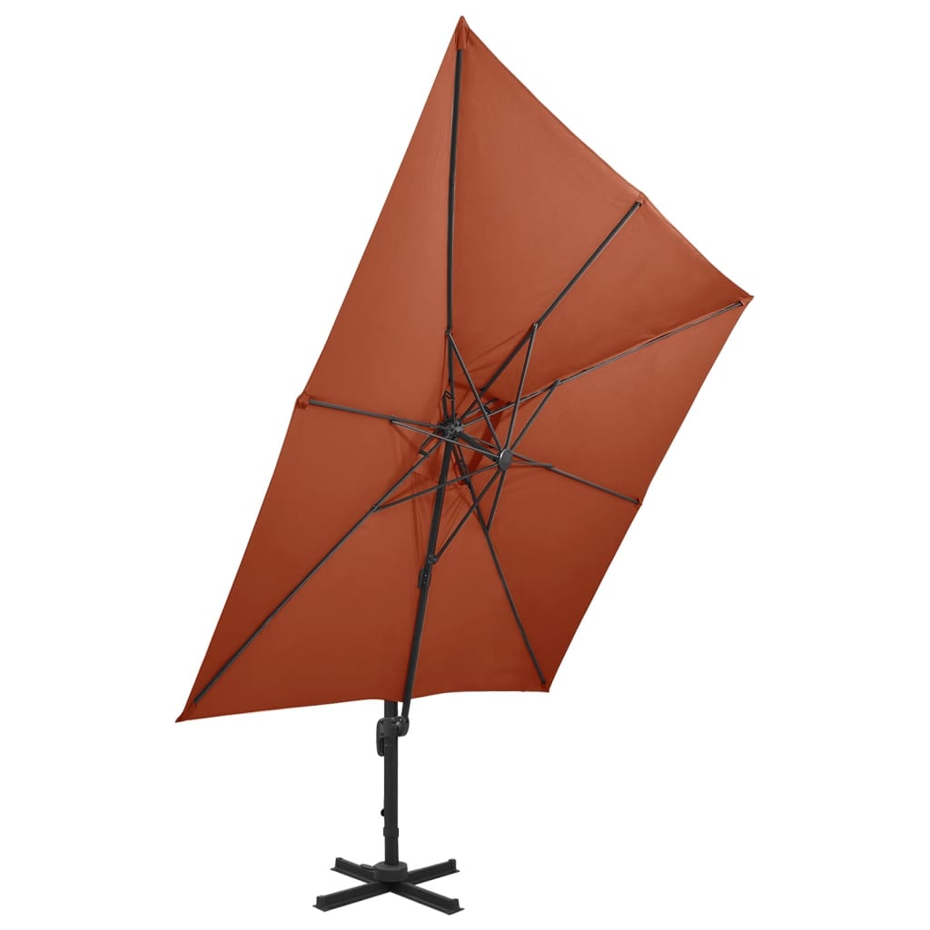 vidaXL Parasol wiszący z podwójną czaszą, 300x300 cm, terakota