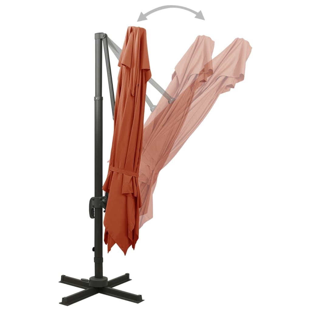 vidaXL Parasol wiszący z podwójną czaszą, 300x300 cm, terakota