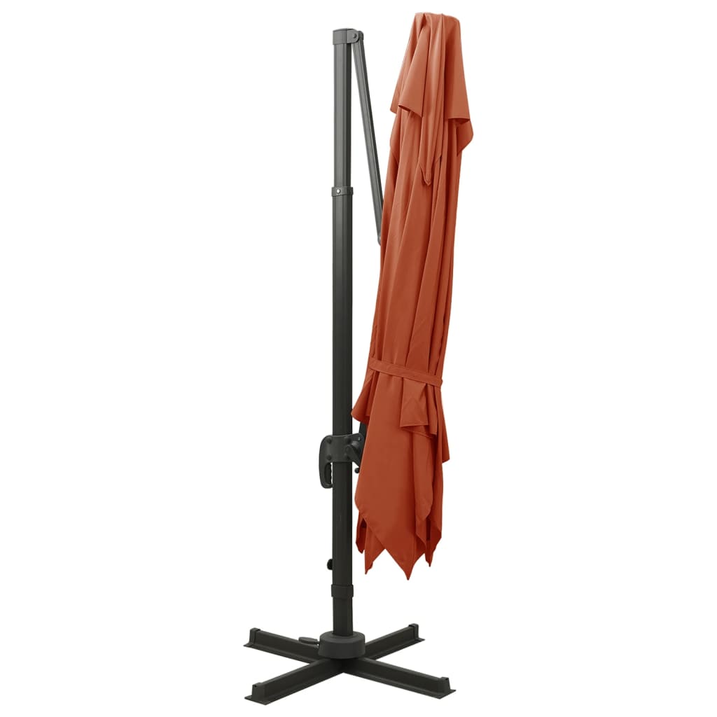 vidaXL Parasol wiszący z podwójną czaszą, 300x300 cm, terakota
