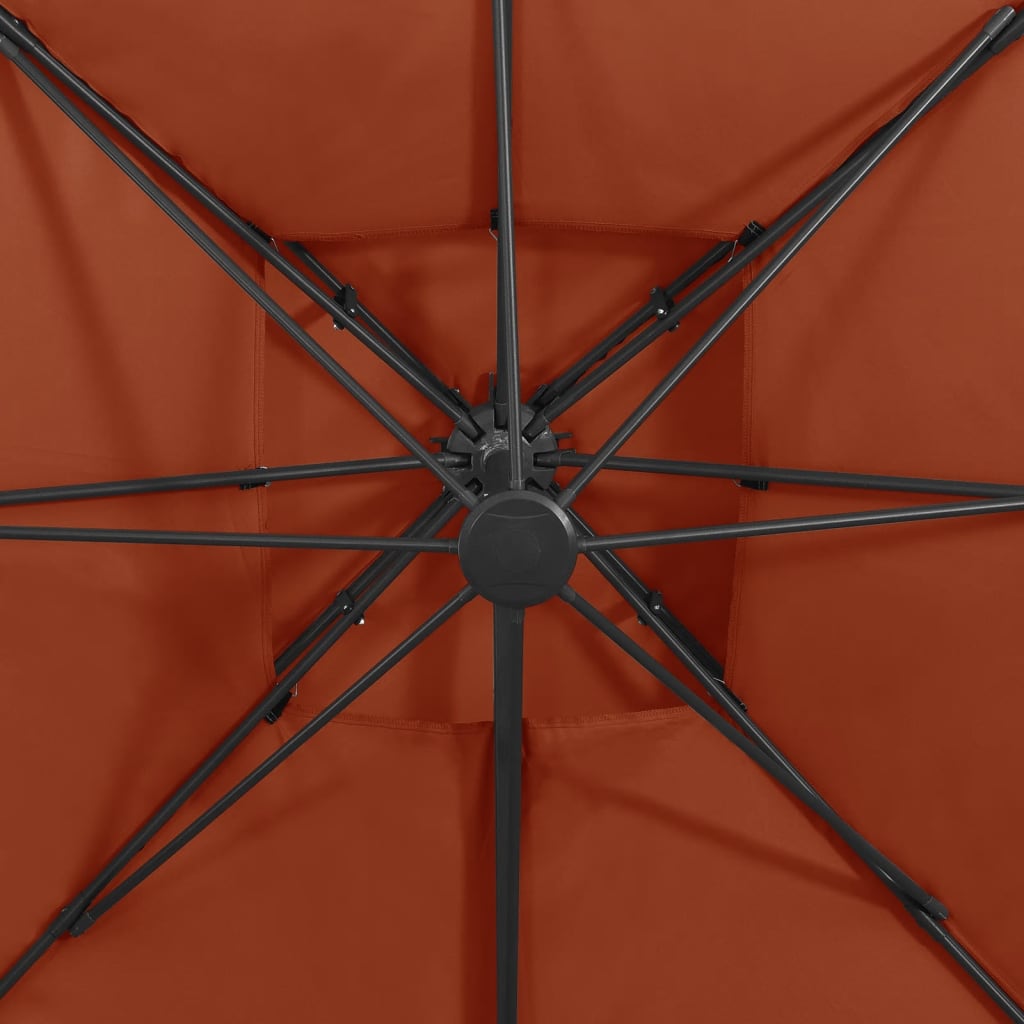 vidaXL Parasol wiszący z podwójną czaszą, 300x300 cm, terakota