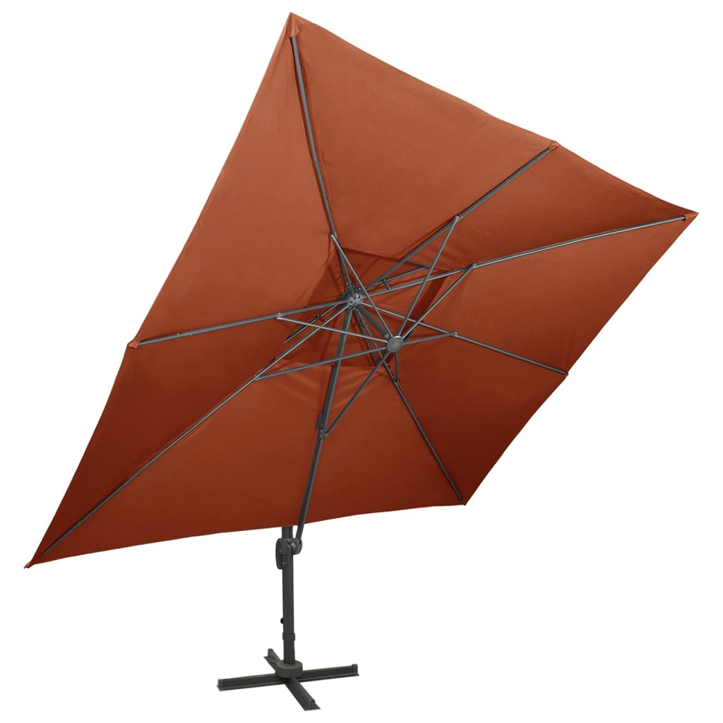 vidaXL Parasol ogrodowy Cantilever z podwójnym blatem, terakota 400x300 cm