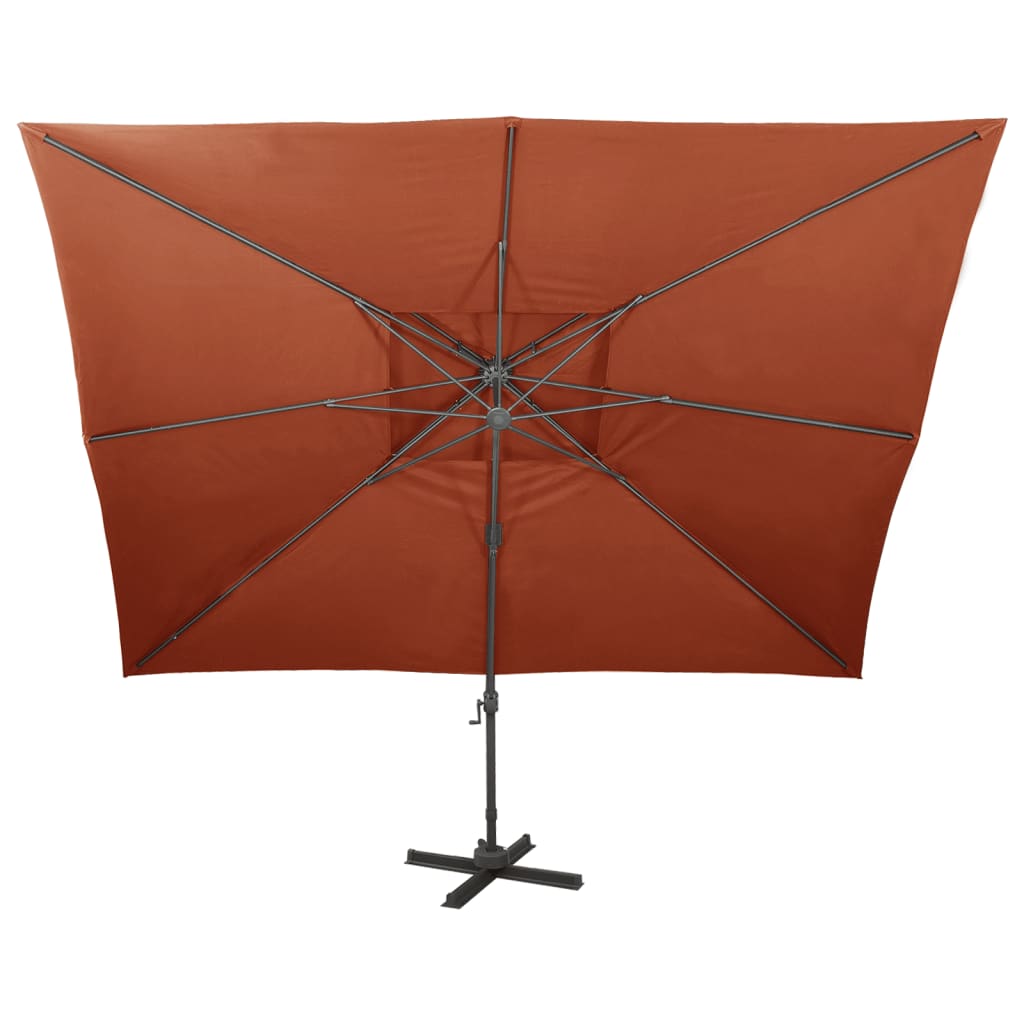 vidaXL Parasol ogrodowy Cantilever z podwójnym blatem, terakota 400x300 cm