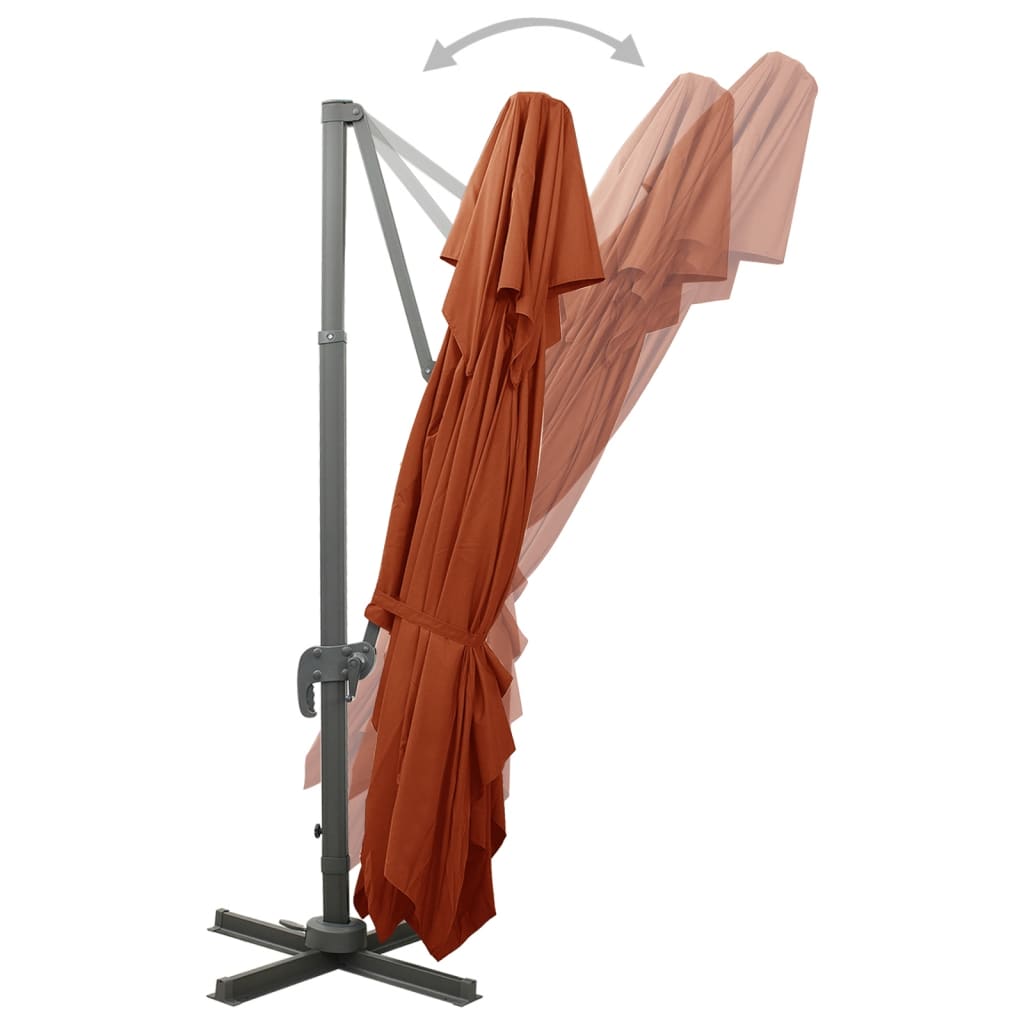 vidaXL Parasol ogrodowy Cantilever z podwójnym blatem, terakota 400x300 cm