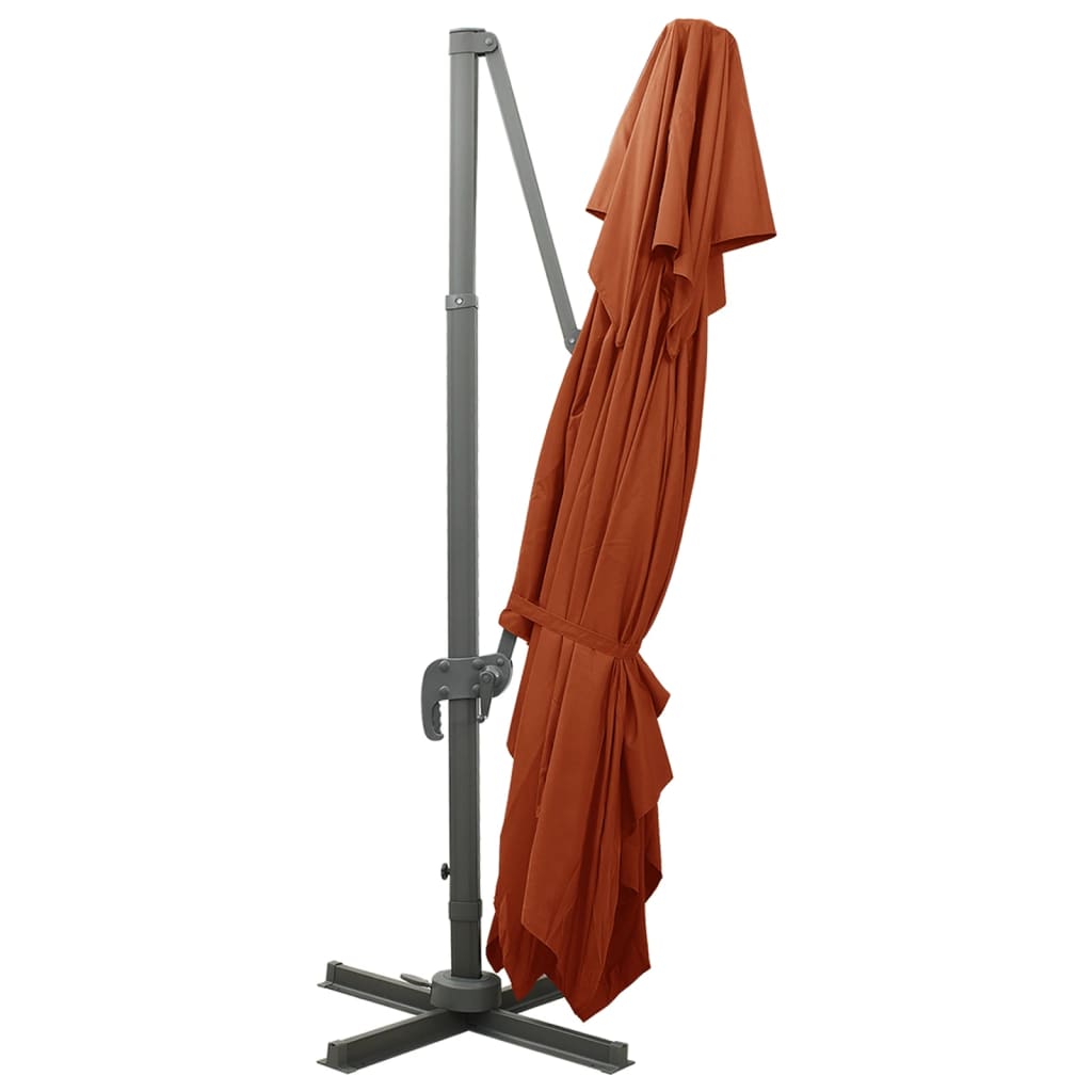 vidaXL Parasol ogrodowy Cantilever z podwójnym blatem, terakota 400x300 cm