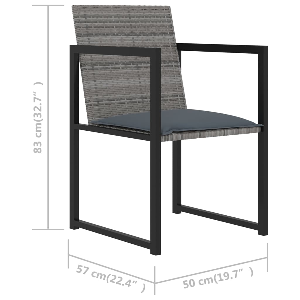 vidaXL 9-cz. zestaw mebli ogrodowych z poduszkami, rattan PE, szary