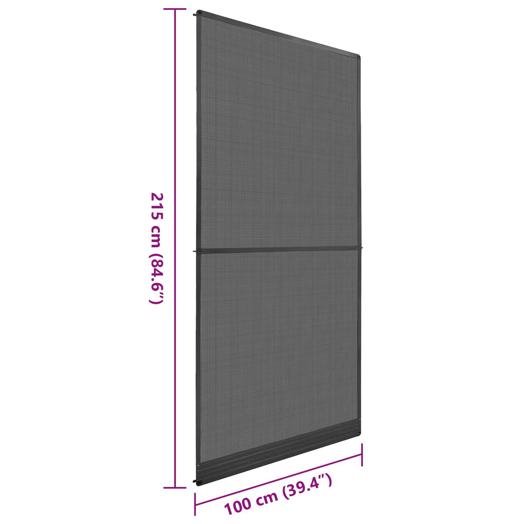 vidaXL Screen na owady z zawiasami Antracytowy i czarny 100 x 215 cm