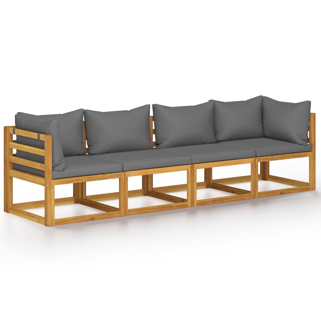 vidaXL 4-osobowa sofa ogrodowa z poduszkami, lite drewno akacjowe