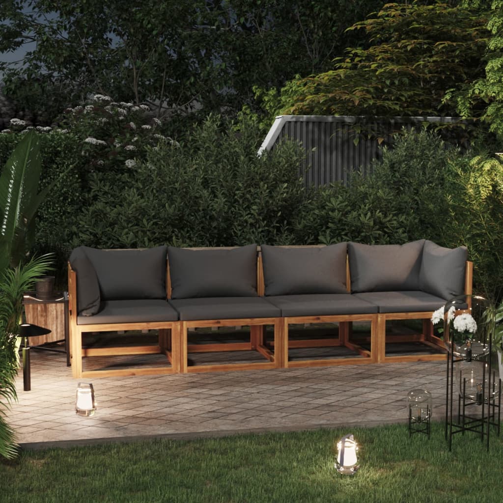 vidaXL 4-osobowa sofa ogrodowa z poduszkami, lite drewno akacjowe