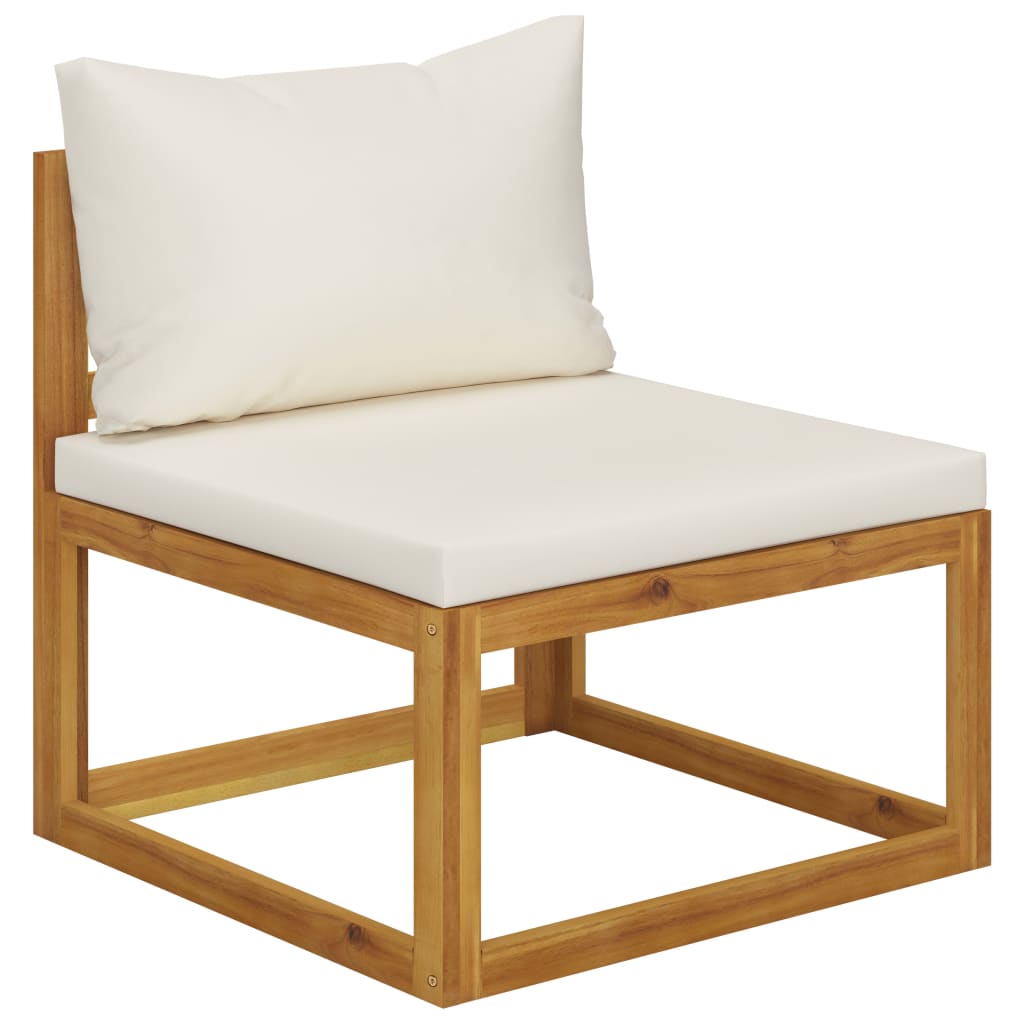 vidaXL 5-cz. zestaw wypoczynkowy do ogrodu, kremowe poduszki, akacja
