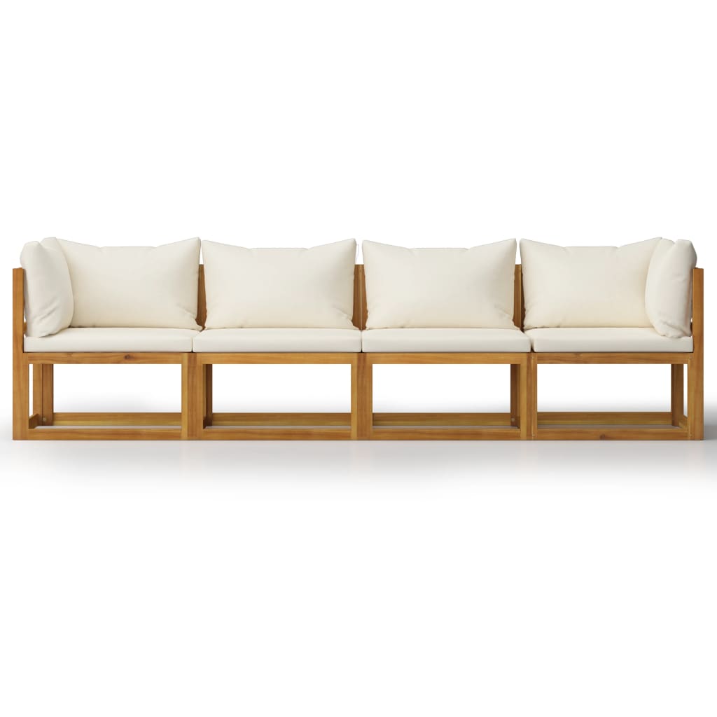 vidaXL 4-osobowa sofa ogrodowa z kremowymi poduszkami, drewno akacjowe