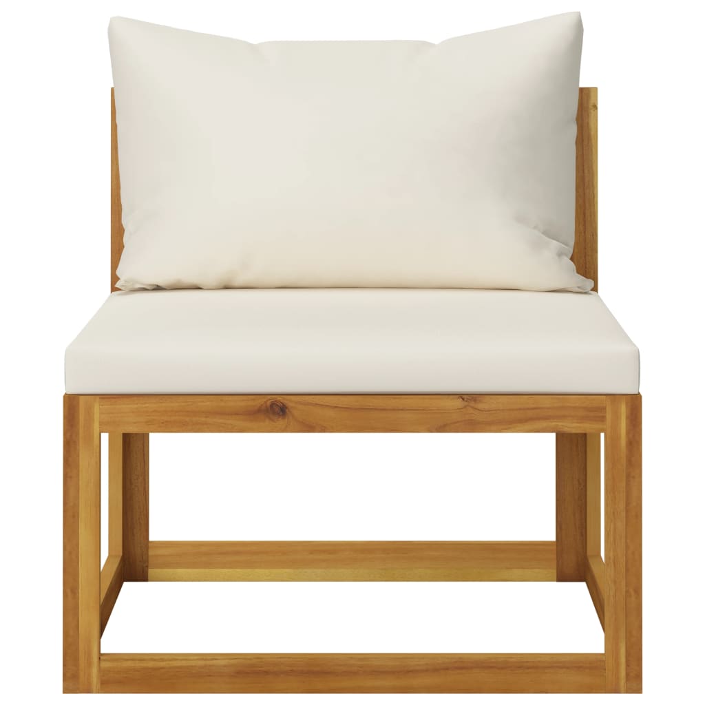vidaXL 7-cz. zestaw wypoczynkowy do ogrodu, kremowe poduszki, akacja