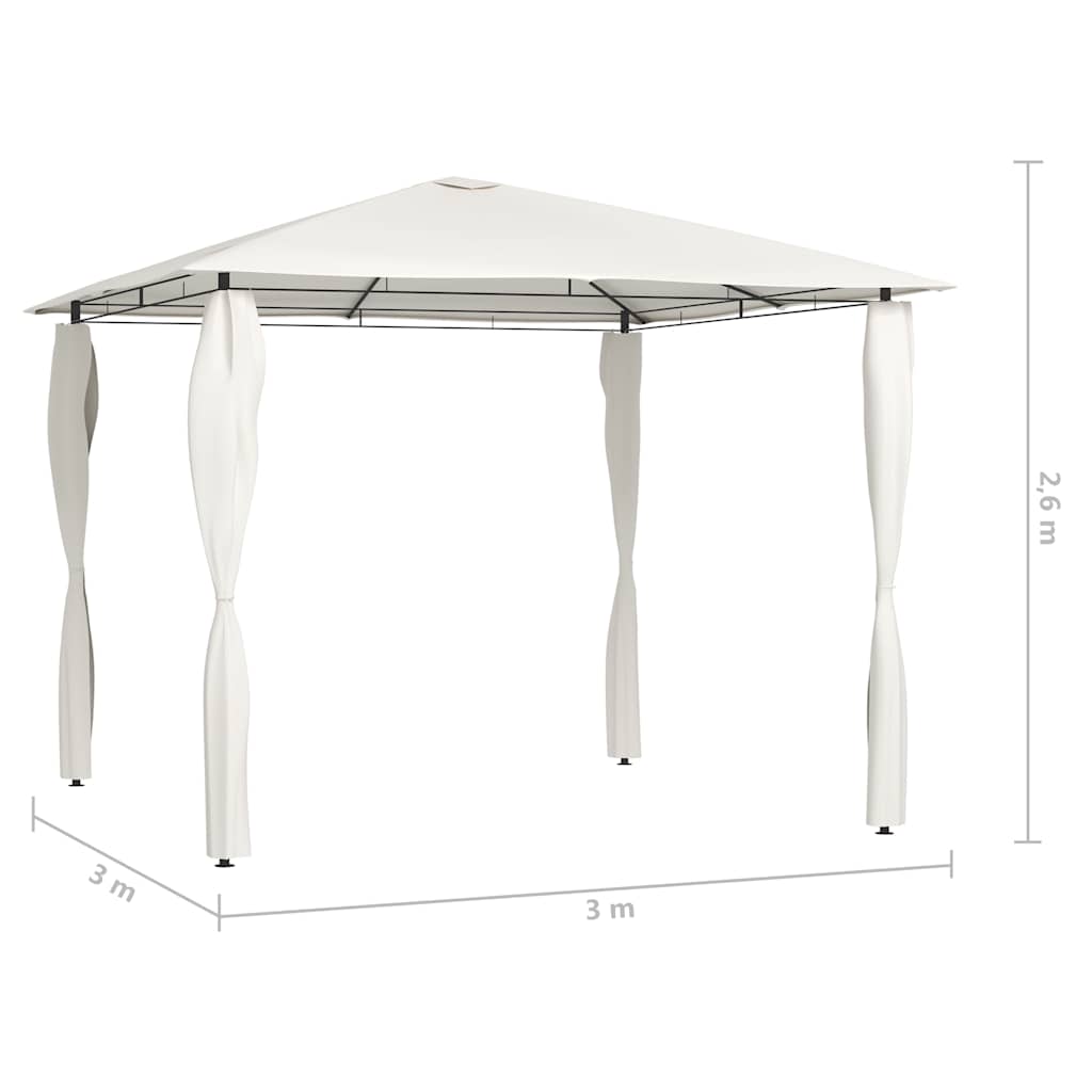 vidaXL Altana z pokryciem słupków 3x3x2,6 m, kremowa, 160 g/m²