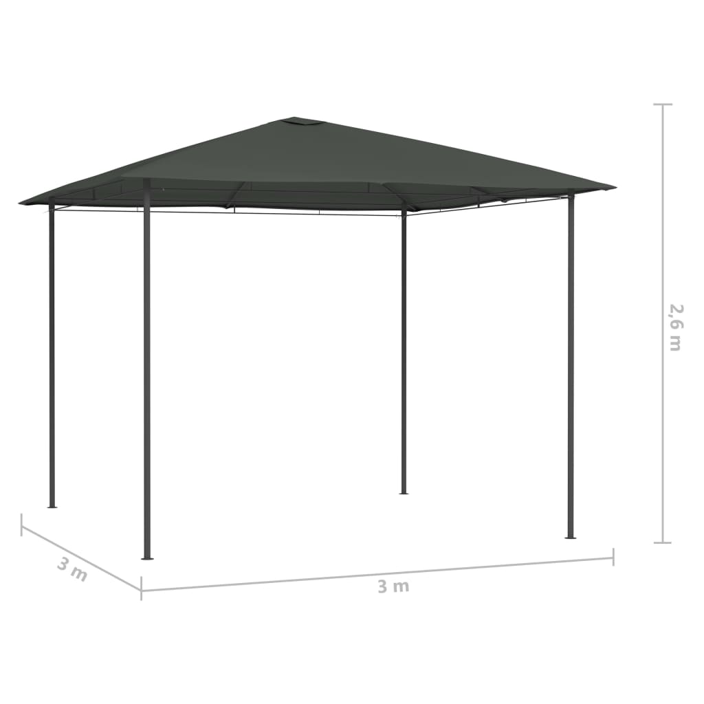 vidaXL Altana 3x3x2,6 m, antracytowa, 160 g/m²