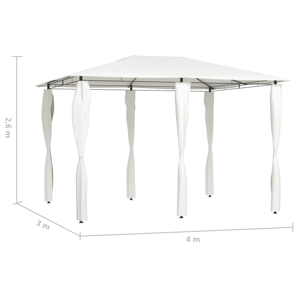 vidaXL Altana z pokryciem słupków 3x4x2,6 m, kremowa, 160 g/m²