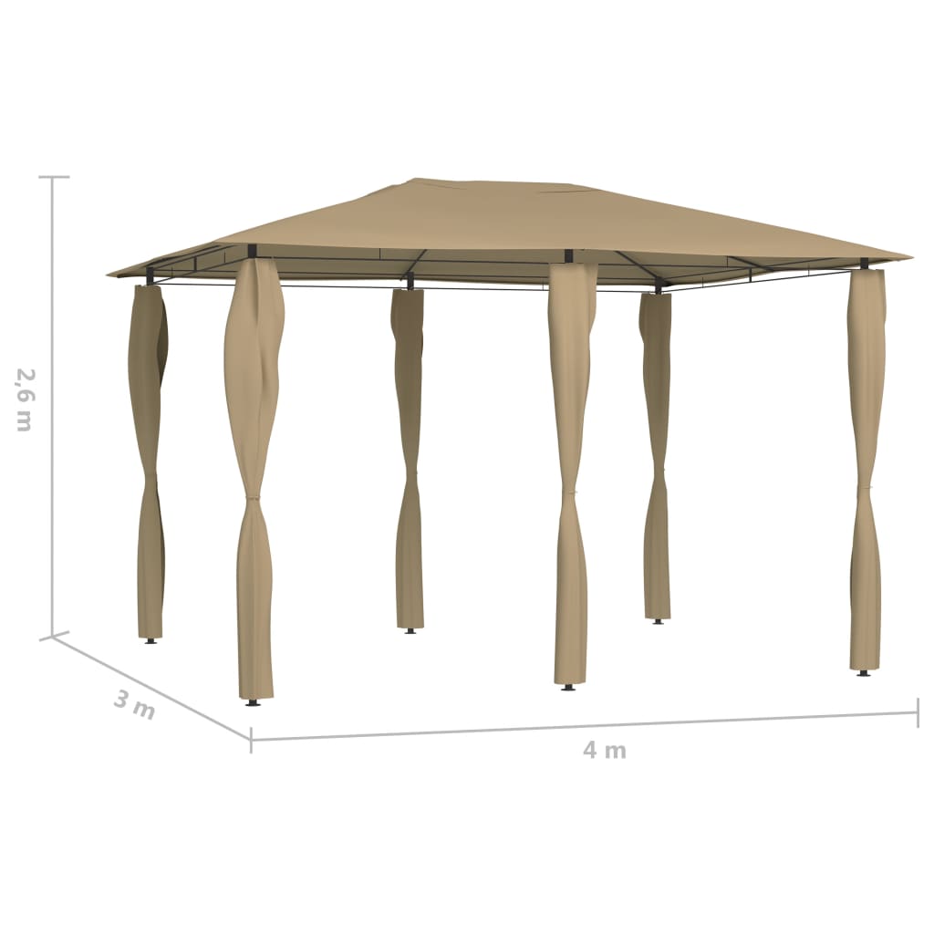 vidaXL Altana z pokryciem słupków 3x4x2,6 m, taupe, 160 g/m²