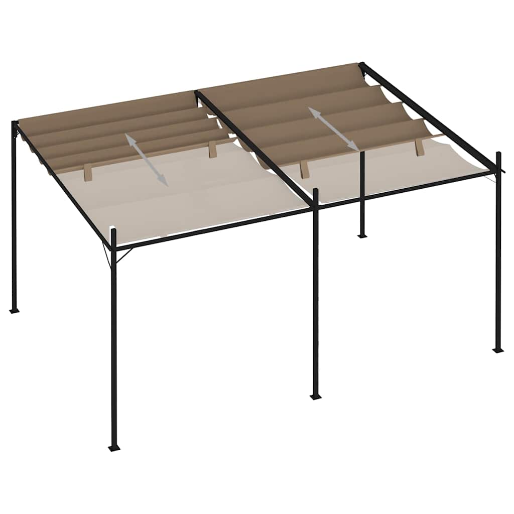 vidaXL Altana z rozsuwanym dachem, 400x300x233 cm, kolor taupe