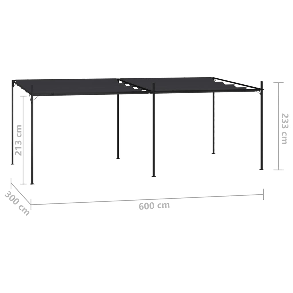 vidaXL Altana z rozsuwanym dachem, 600x300x233 cm, antracytowa
