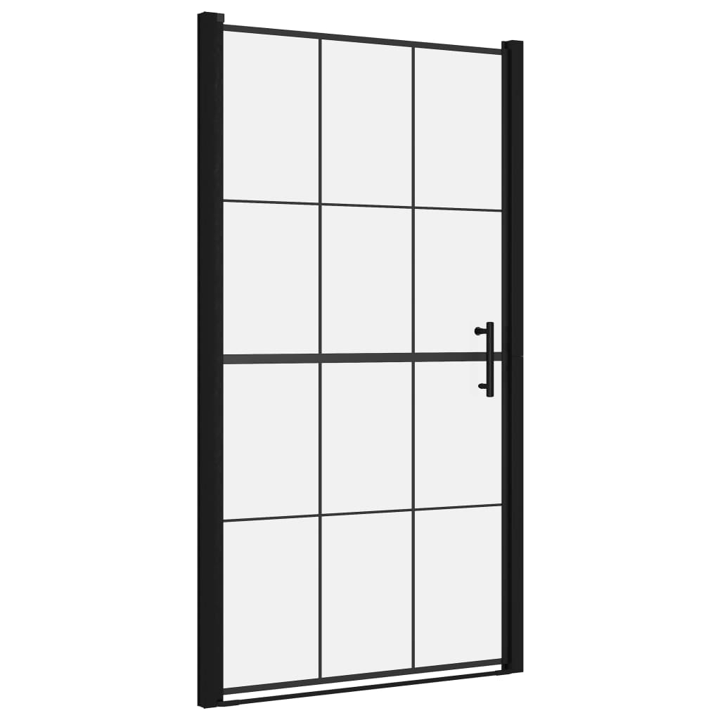 vidaXL Drzwi prysznicowe, hartowane szkło, 100x178 cm, czarne