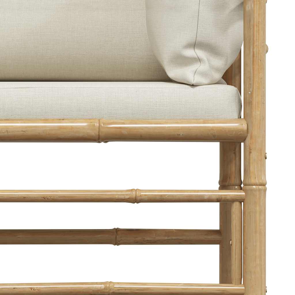 vidaXL Ogrodowa sofa narożna, śmietankowe poduszki, bambus