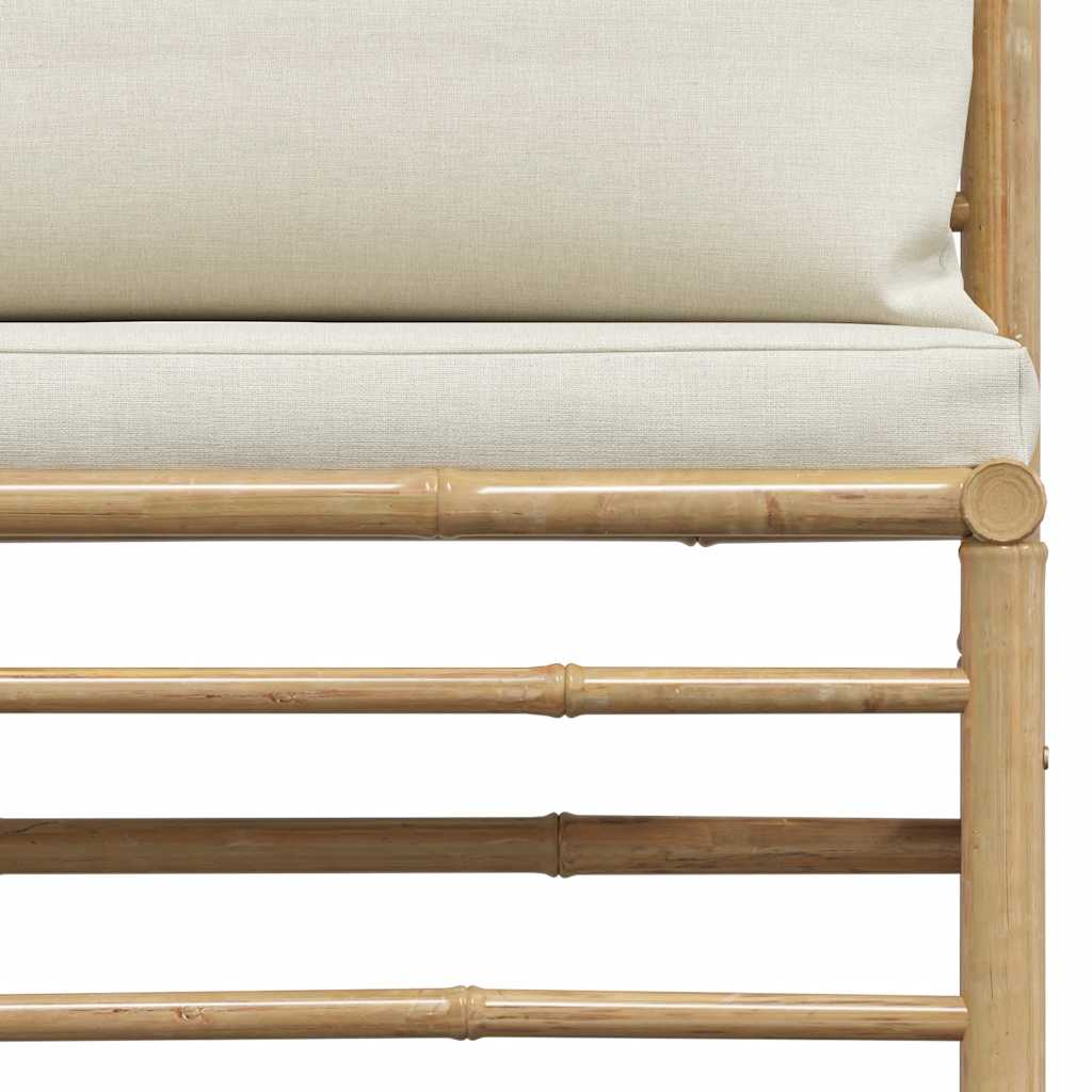 vidaXL Ogrodowa sofa środkowa, śmietankowe poduszki, bambus