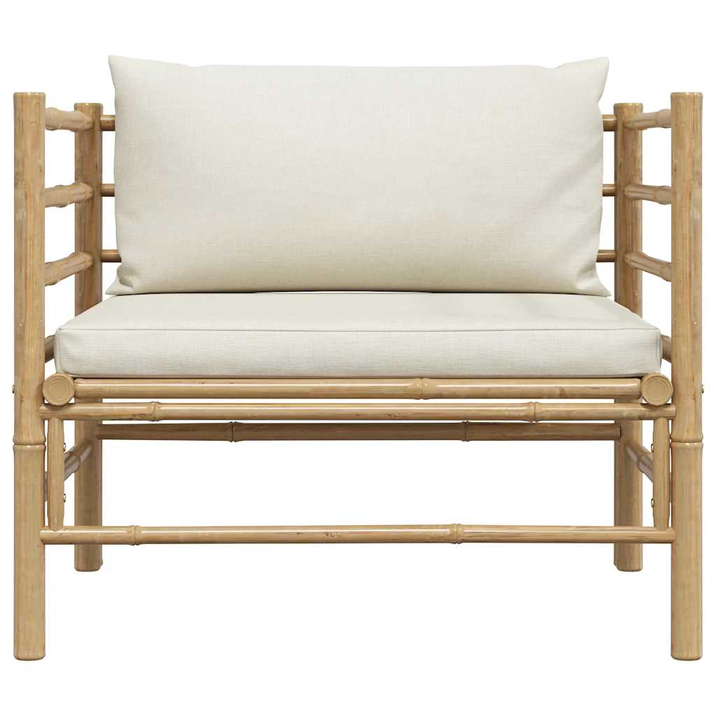 vidaXL Sofa ogrodowa, śmietankowe poduszki, bambus