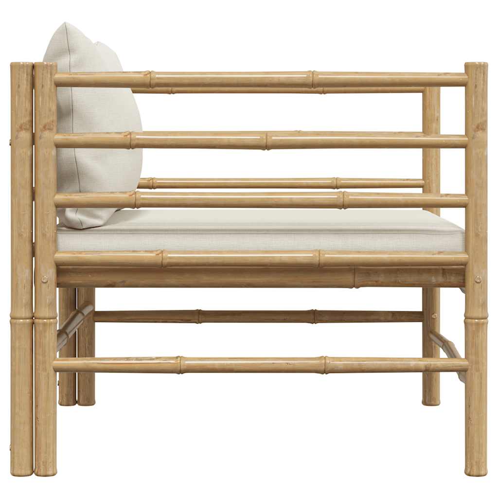 vidaXL Sofa ogrodowa, śmietankowe poduszki, bambus