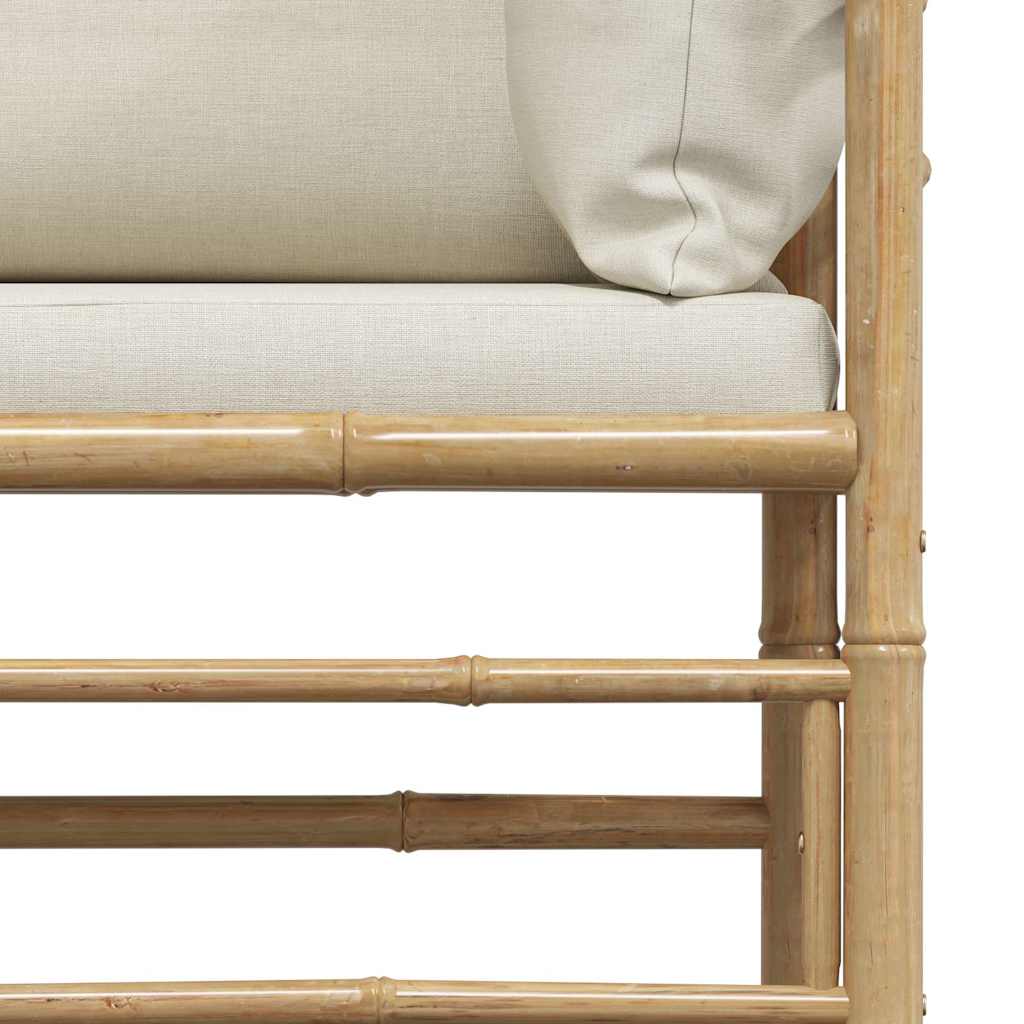 vidaXL Sofa ogrodowa, śmietankowe poduszki, bambus