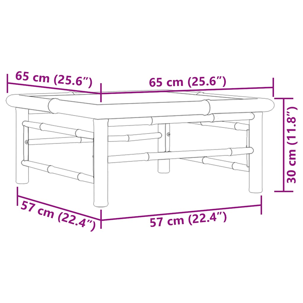 vidaXL Stolik ogrodowy, 65x65x30 cm, bambusowy