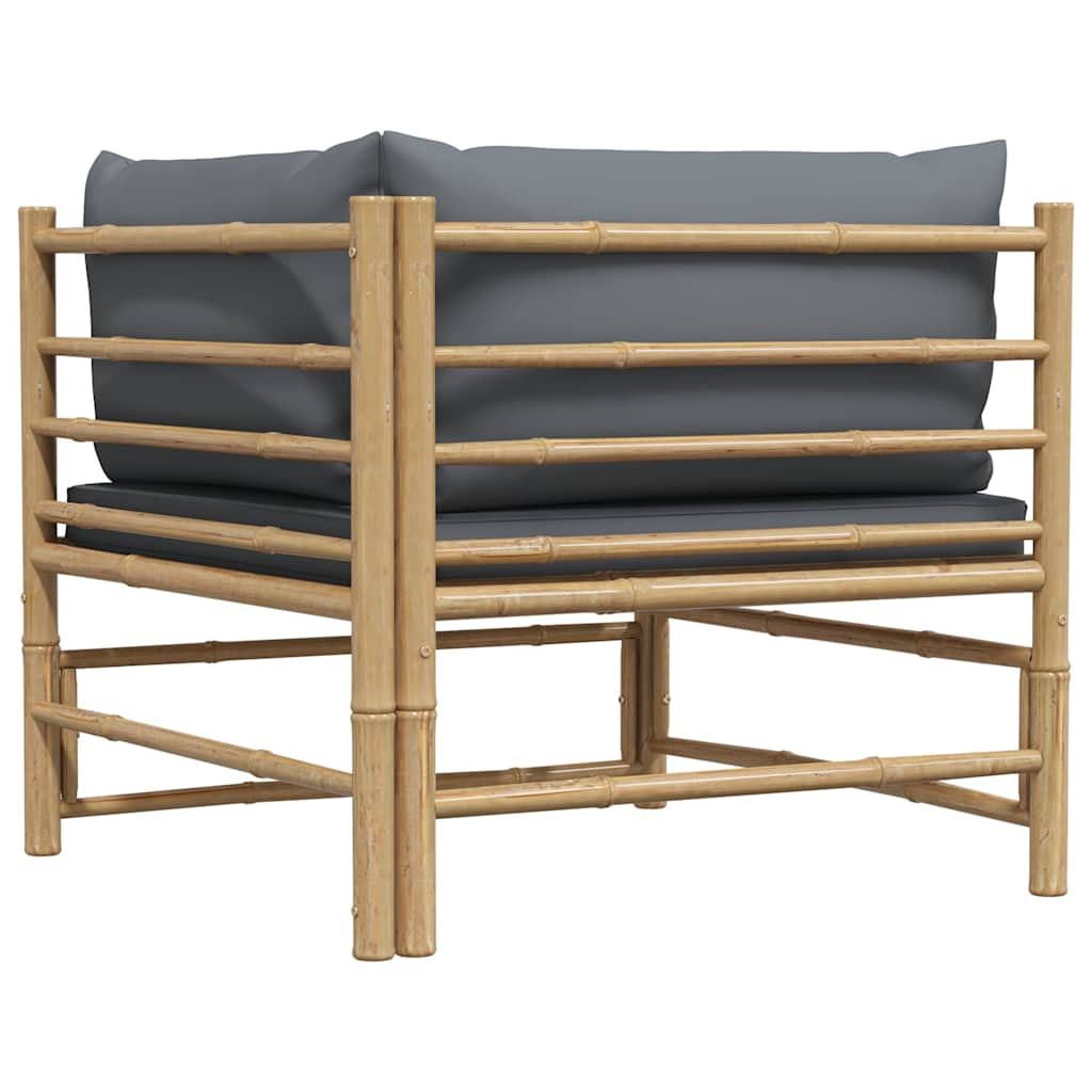 vidaXL Narożna sofa ogrodowa z ciemnoszarymi poduszkami, bambusowa