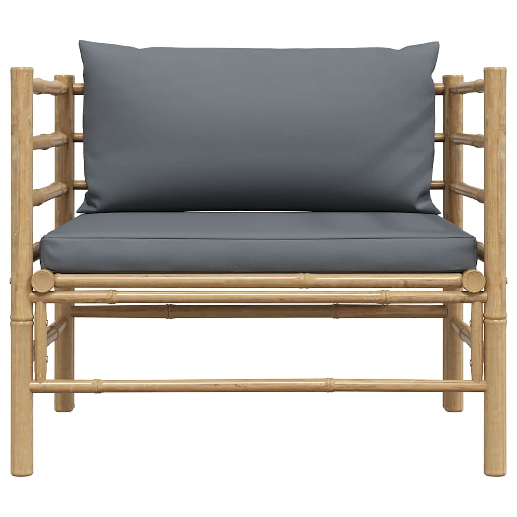 vidaXL Sofa ogrodowa z ciemnoszarymi poduszkami, bambusowa