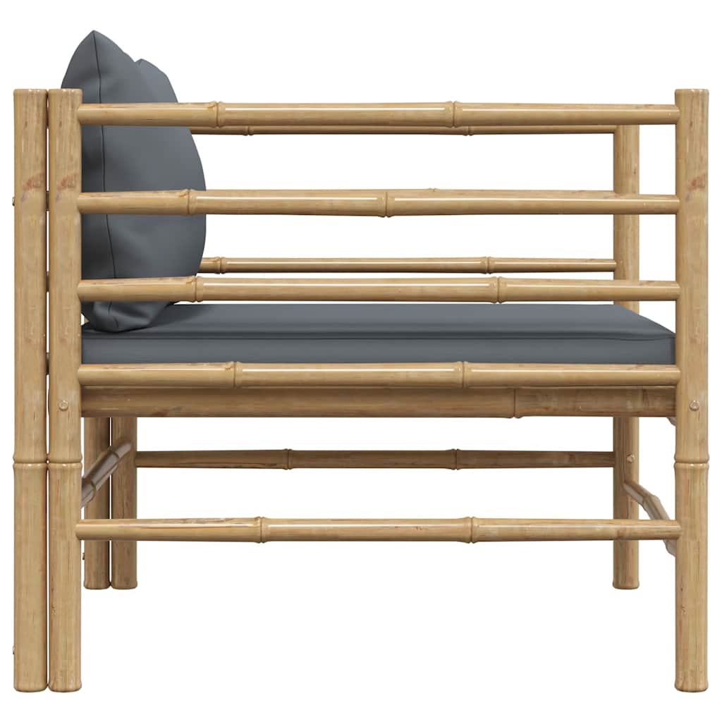 vidaXL Sofa ogrodowa z ciemnoszarymi poduszkami, bambusowa