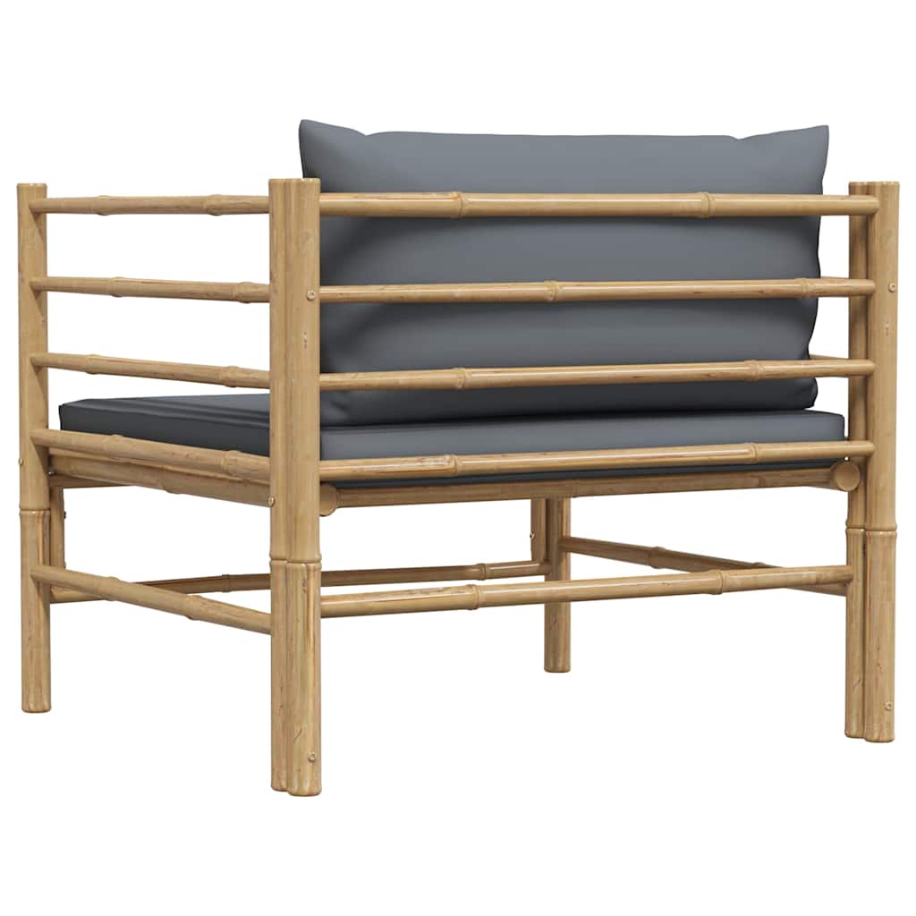 vidaXL Sofa ogrodowa z ciemnoszarymi poduszkami, bambusowa