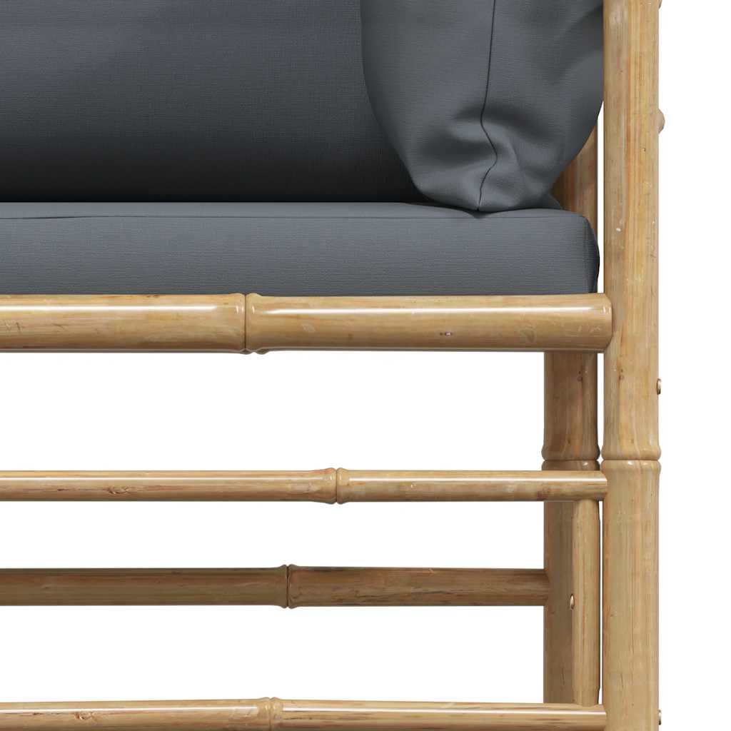 vidaXL Sofa ogrodowa z ciemnoszarymi poduszkami, bambusowa