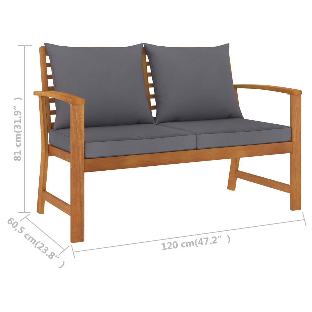 vidaXL 3-cz. zestaw wypoczynkowy do ogrodu, poduszki, drewno akacjowe