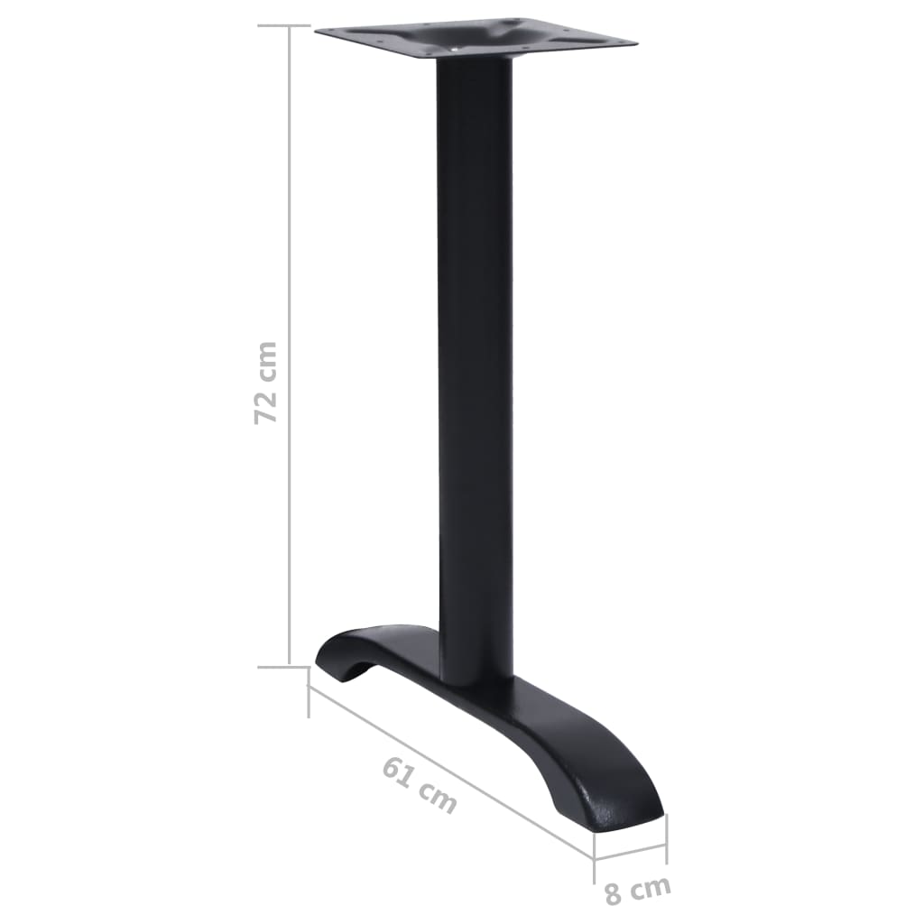 vidaXL Nogi do stołu bistro 2 szt. Czarne 61x8x72 cm Żeliwo