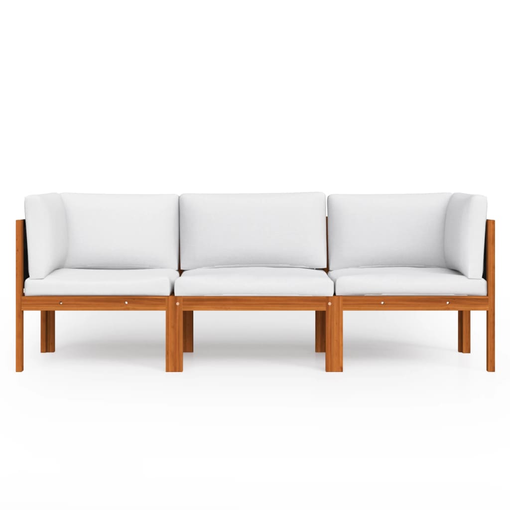 vidaXL 3-osobowa sofa ogrodowa z poduszką, drewno akacjowe i lina