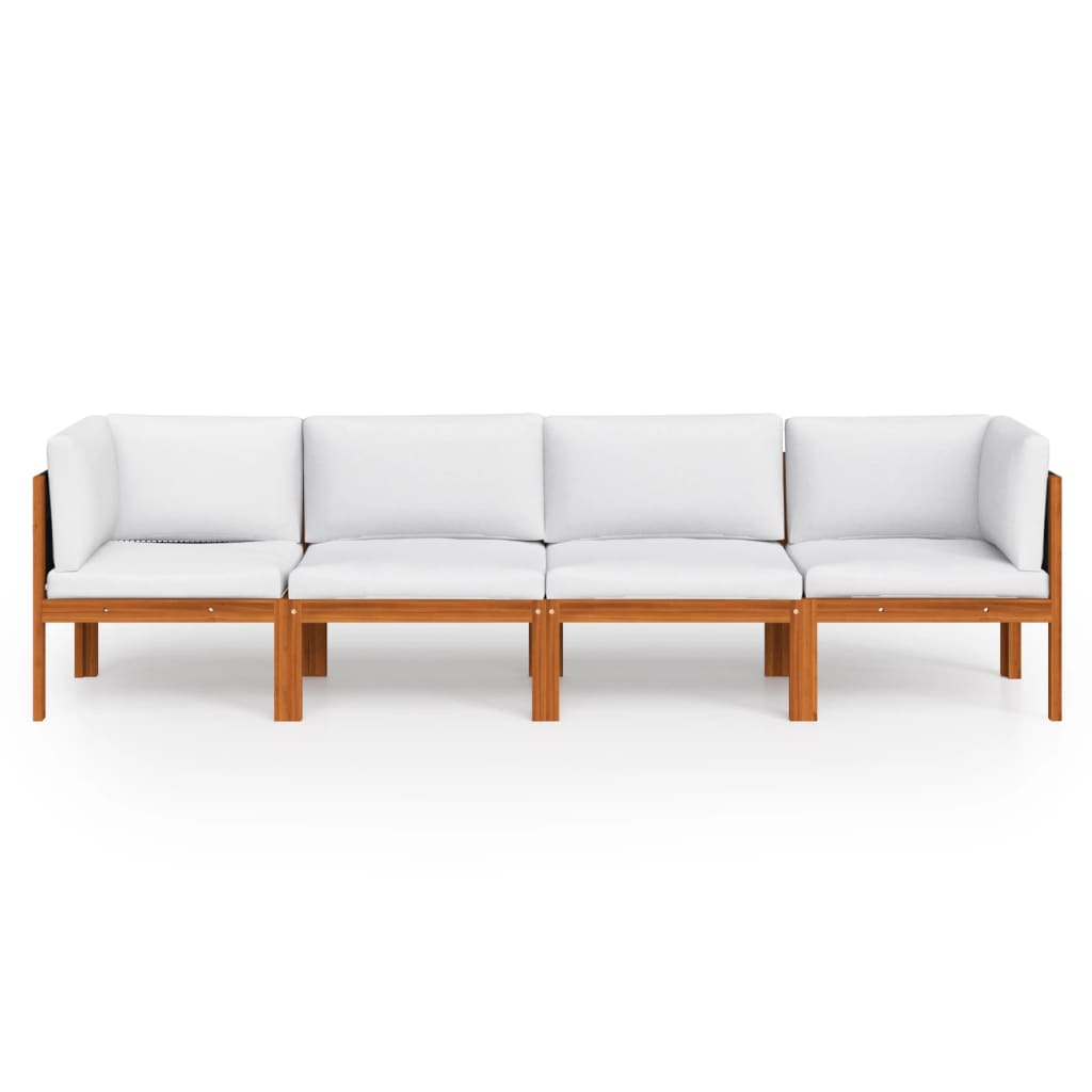 vidaXL 4-osobowa sofa ogrodowa z poduszką, drewno akacjowe i lina