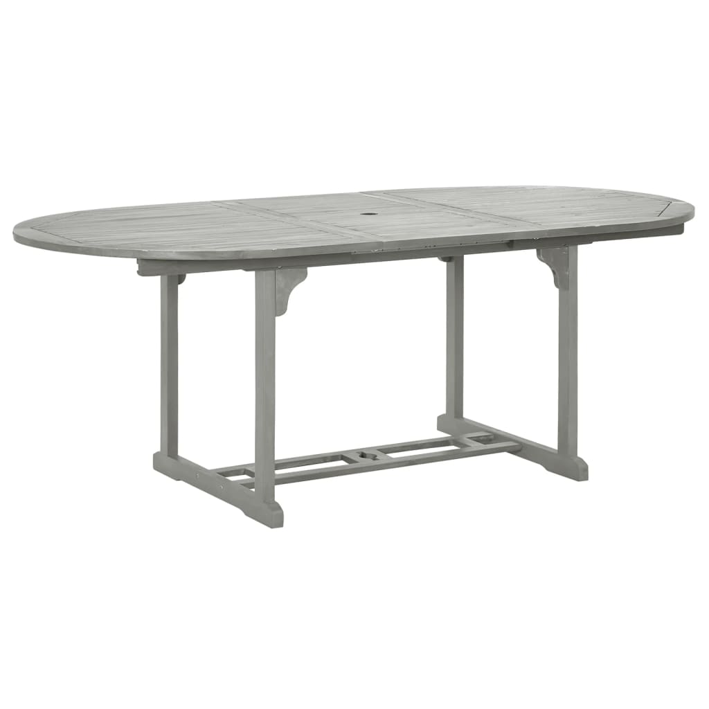 vidaXL 5-częściowy zestaw obiadowy do ogrodu (150-200) x 100 cm, lite drewno akacjowe, szare