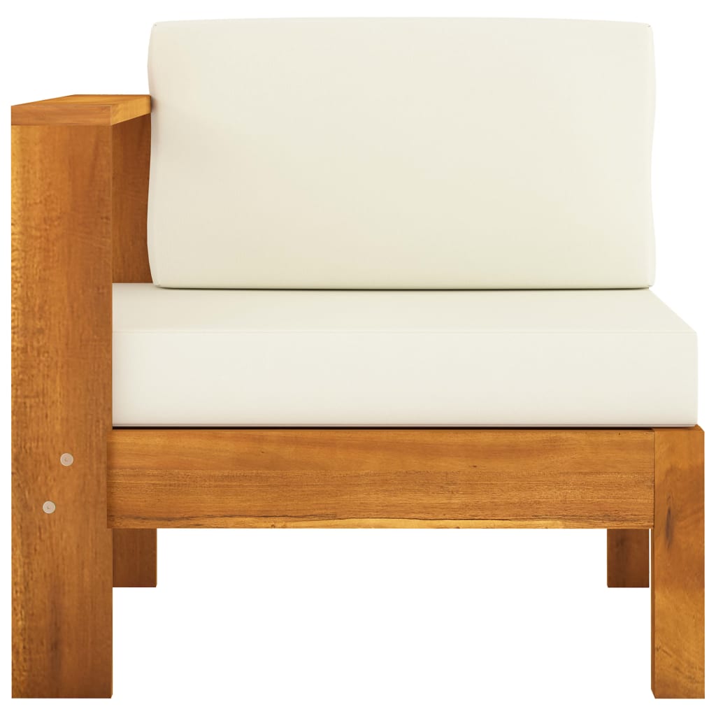vidaXL 3-osobowa sofa ogrodowa z kremowymi poduszkami, drewno akacjowe