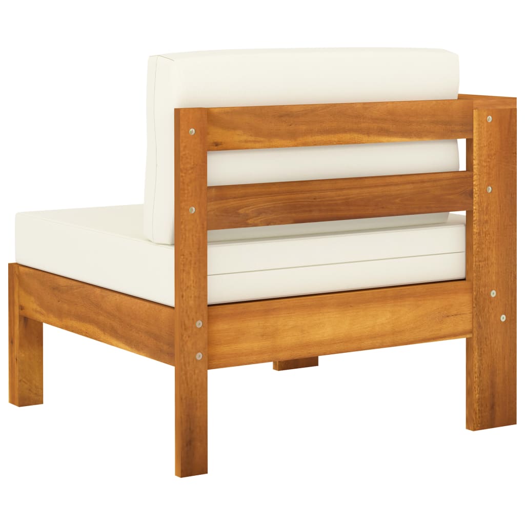 vidaXL 3-osobowa sofa ogrodowa z kremowymi poduszkami, drewno akacjowe