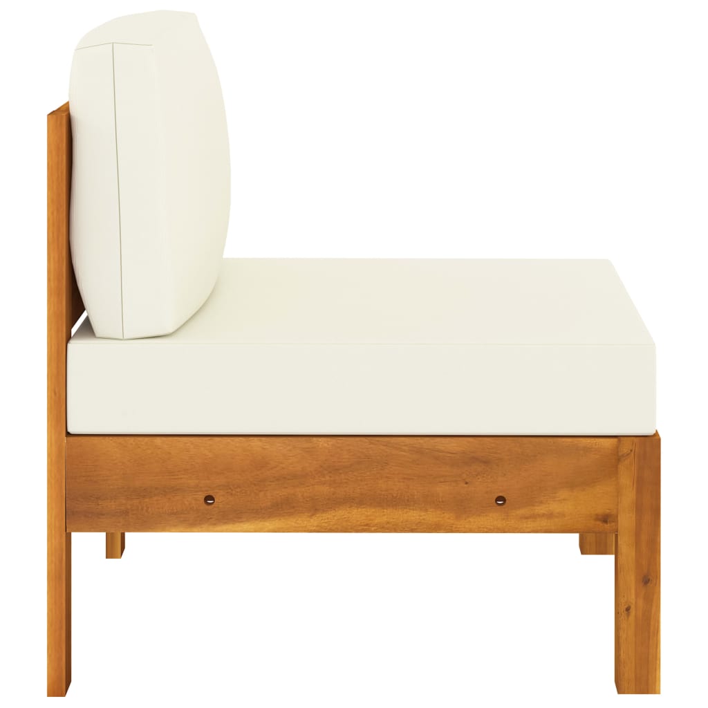 vidaXL 3-osobowa sofa ogrodowa z kremowymi poduszkami, drewno akacjowe