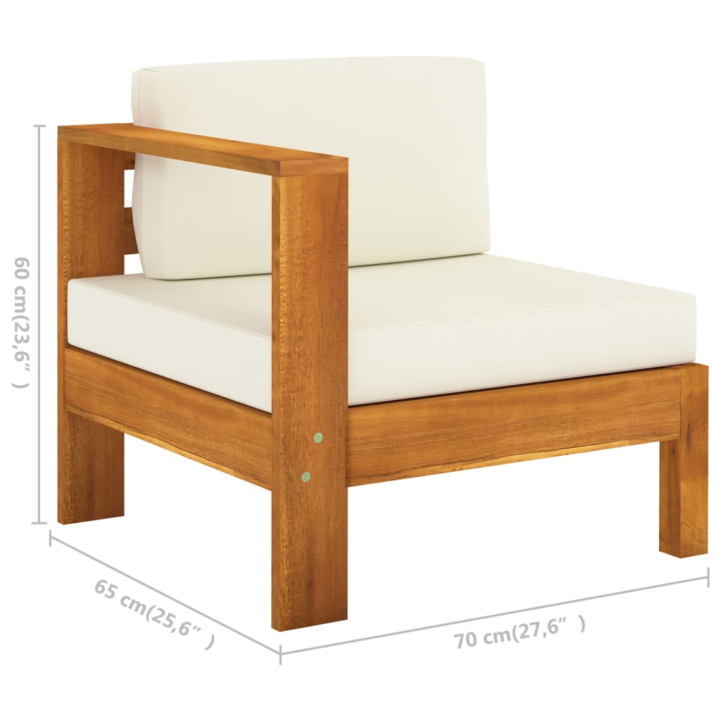 vidaXL 3-osobowa sofa ogrodowa z kremowymi poduszkami, drewno akacjowe