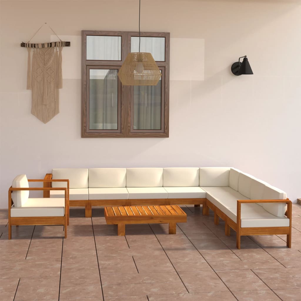 vidaXL 10-elementowy zestaw wypoczynkowy ogrodowy z poduszkami, drewno akacjowe, 100x60 cm