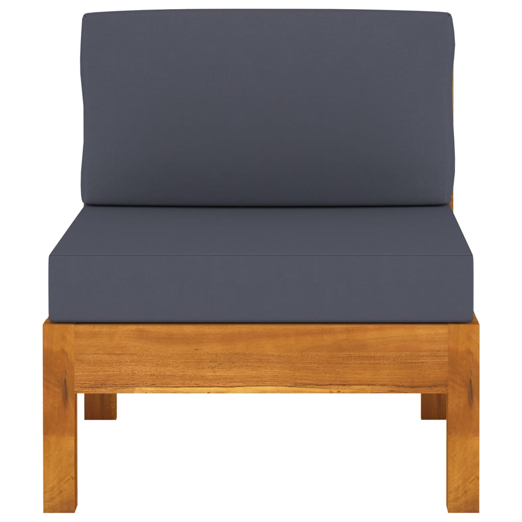 vidaXL 3-osobowa sofa ogrodowa z ciemnoszarymi poduszkami, akacjowa