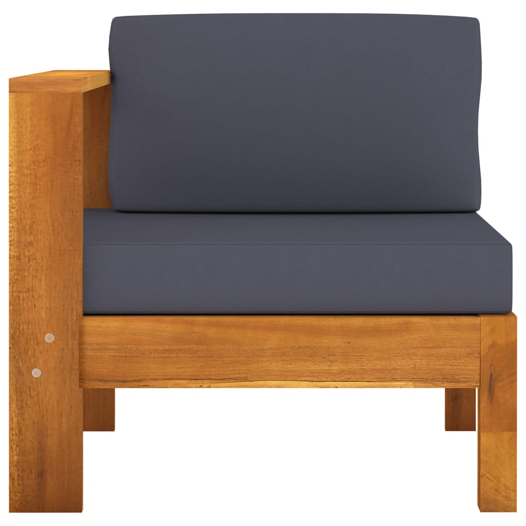 vidaXL 3-osobowa sofa ogrodowa z ciemnoszarymi poduszkami, akacjowa