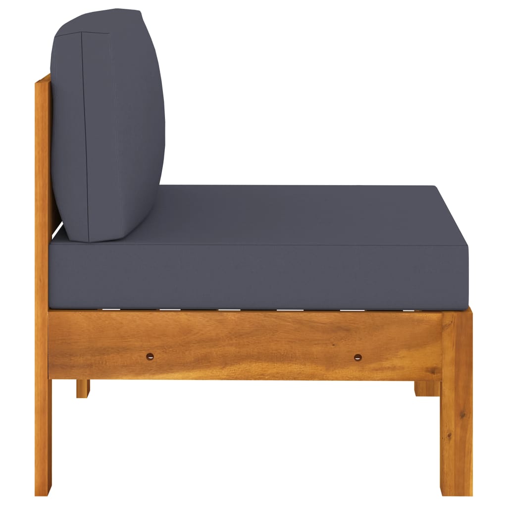 vidaXL 3-osobowa sofa ogrodowa z ciemnoszarymi poduszkami, akacjowa