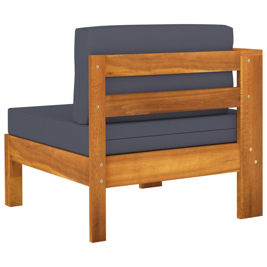vidaXL 3-osobowa sofa ogrodowa z ciemnoszarymi poduszkami, akacjowa